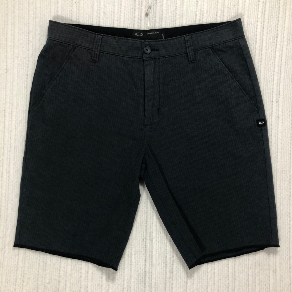 Oakley Mens 36W Slim Fit Hybrid Shorts Charcoal Grey Herringbone Walkshorts